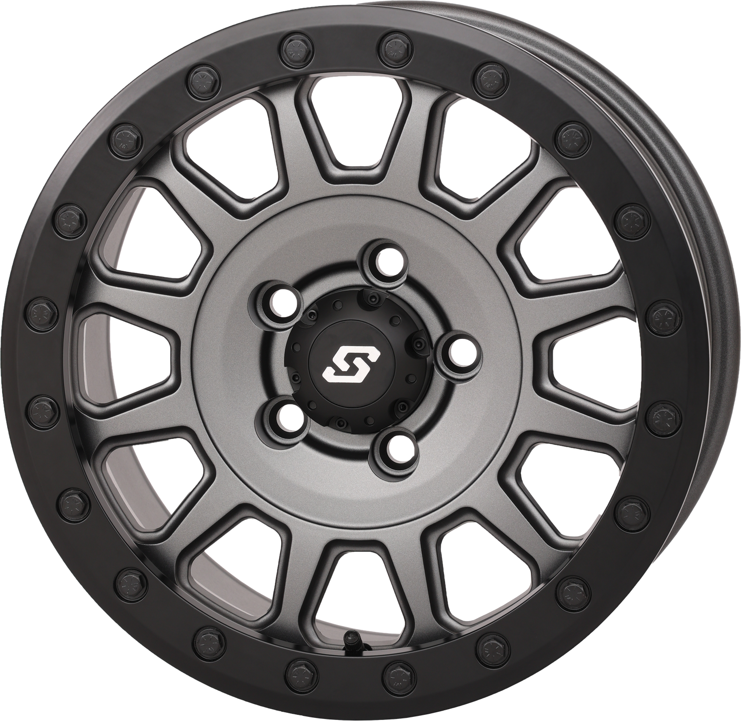 Sedona Adapt Wheel 15x7 5+2 Matte Gun Metal Grey - Dual - Drilled ATV/UTV Beadlock Rim - Kelly Motorsports