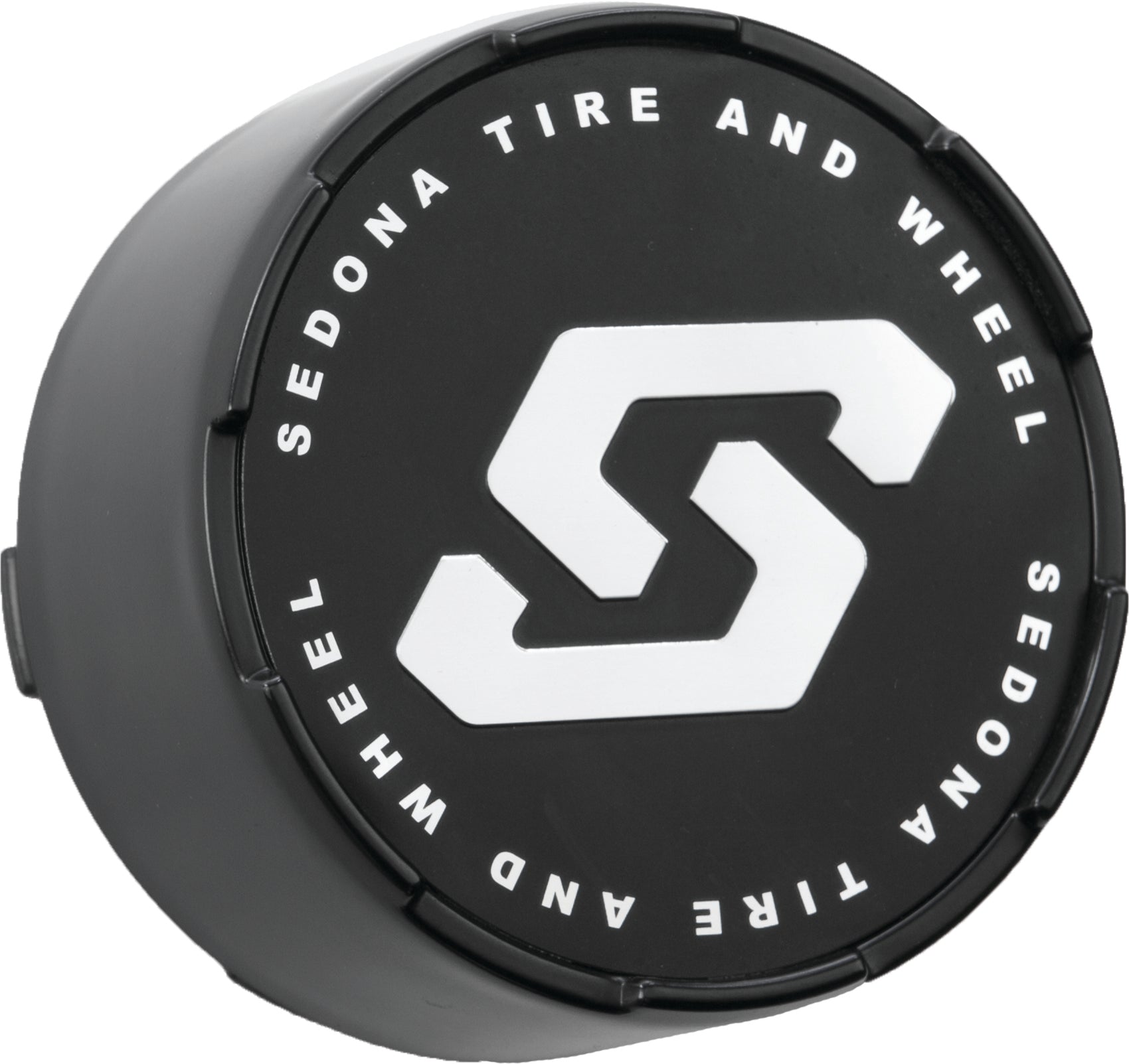 Sedona CPS - A72 - 156B Split 6 Wheel Replacement Cap in Satin Black with Embossed Sedona S Chrome Logo - Kelly Motorsports