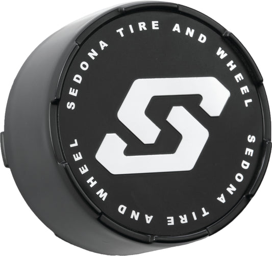 Sedona CPS - A72 - 156B Split 6 Wheel Replacement Cap in Satin Black with Embossed Sedona S Chrome Logo - Kelly Motorsports