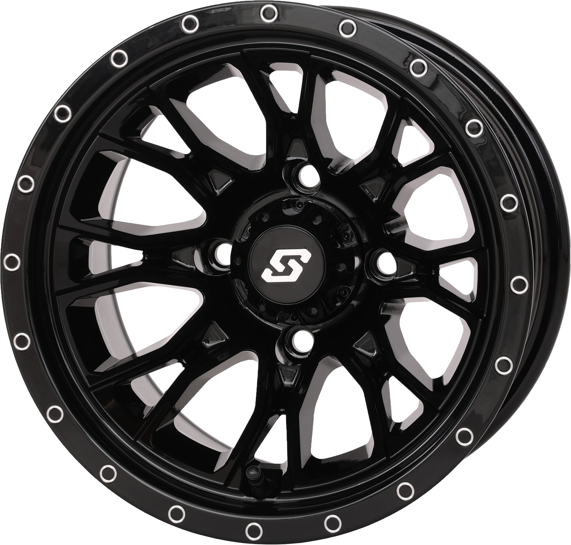 SEDONA Fusion Wheel 12x7 2+5 4/110 Gloss Black - Dual - Drilled ATV/UTV Wheel - Kelly Motorsports