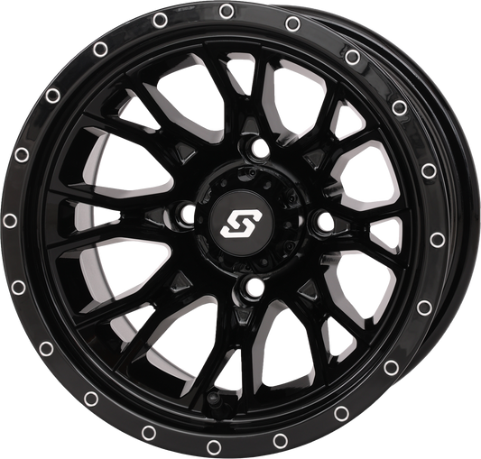 SEDONA Fusion Wheel 12x7 2+5 4/110 Gloss Black - Dual - Drilled ATV/UTV Wheel - Kelly Motorsports