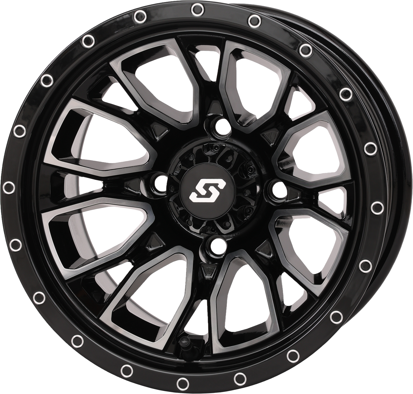 Sedona Fusion Wheel 12x7 2+5 4/110 Gloss Black with Machined Finish - Kelly Motorsports