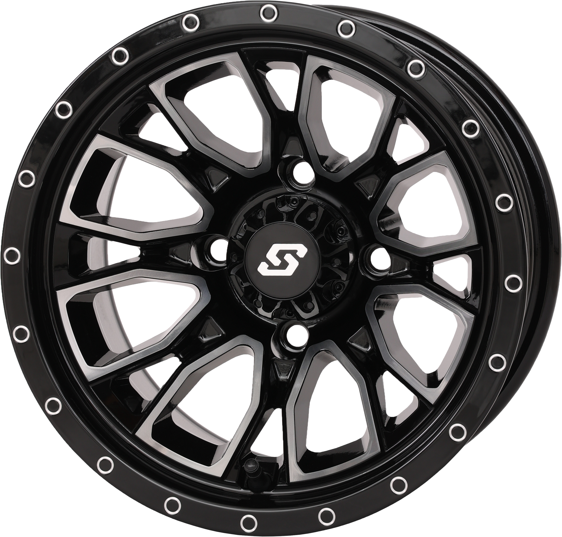 Sedona Fusion Wheel 12x7 2+5 4/110 Gloss Black with Machined Finish - Kelly Motorsports