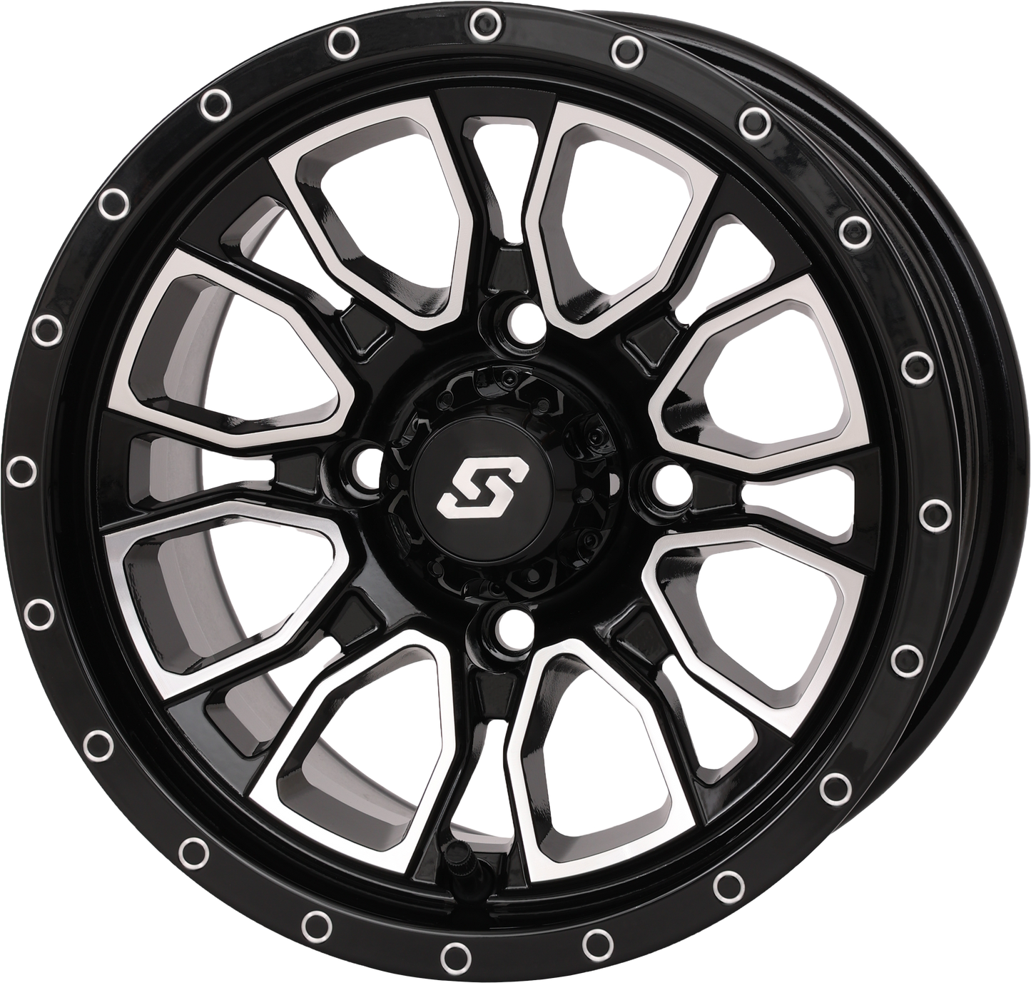 Sedona Fusion Wheel 12x7 5+2 4/110 Gloss Black with Machined Finish - Kelly Motorsports