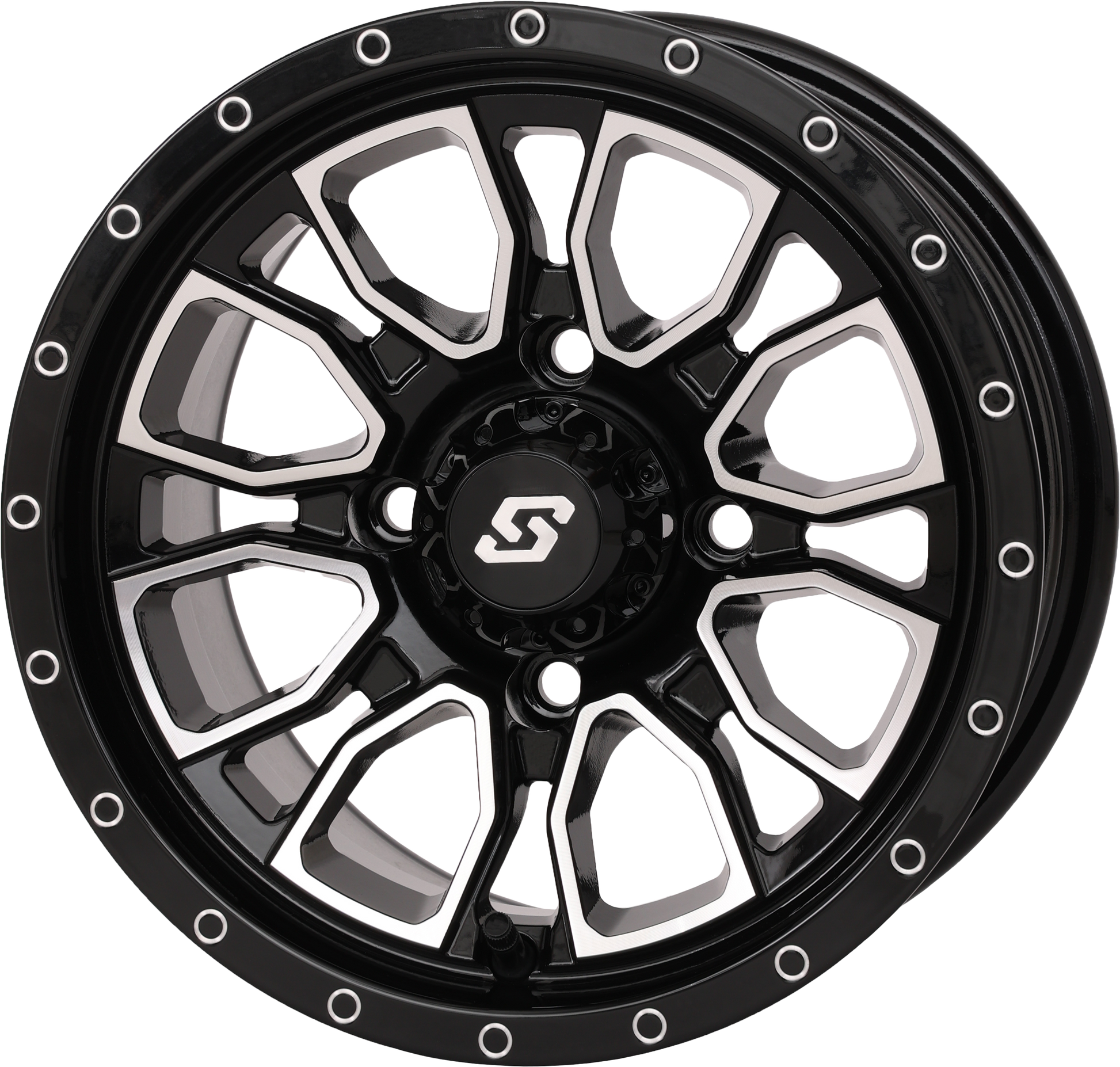 Sedona Fusion Wheel 12x7 5+2 4/110 Gloss Black with Machined Finish - Kelly Motorsports