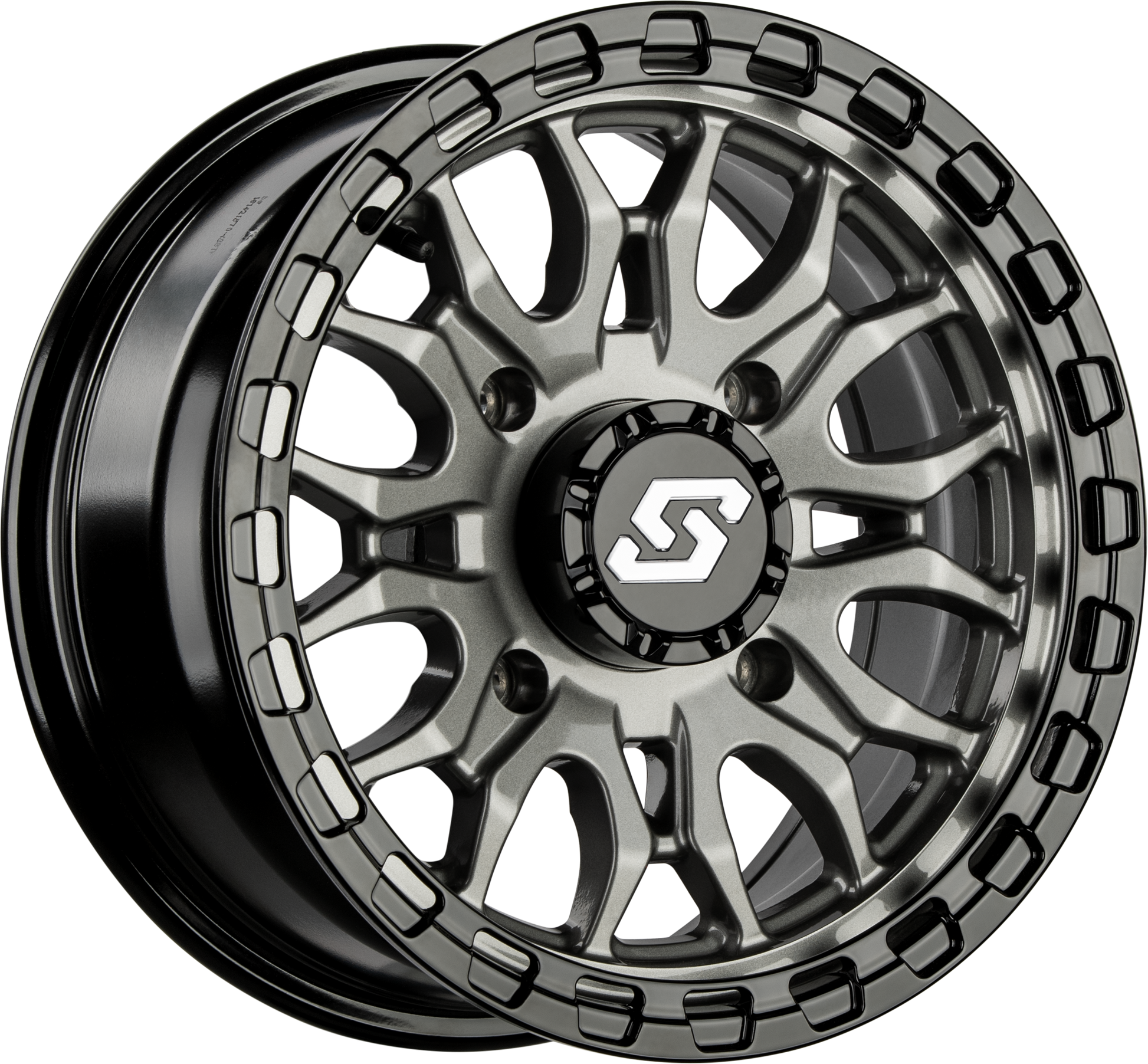 Sedona Ignition Wheel 15x7 Inches with 4/156 Bolt Pattern - Gunmetal and Black Finish - Kelly Motorsports