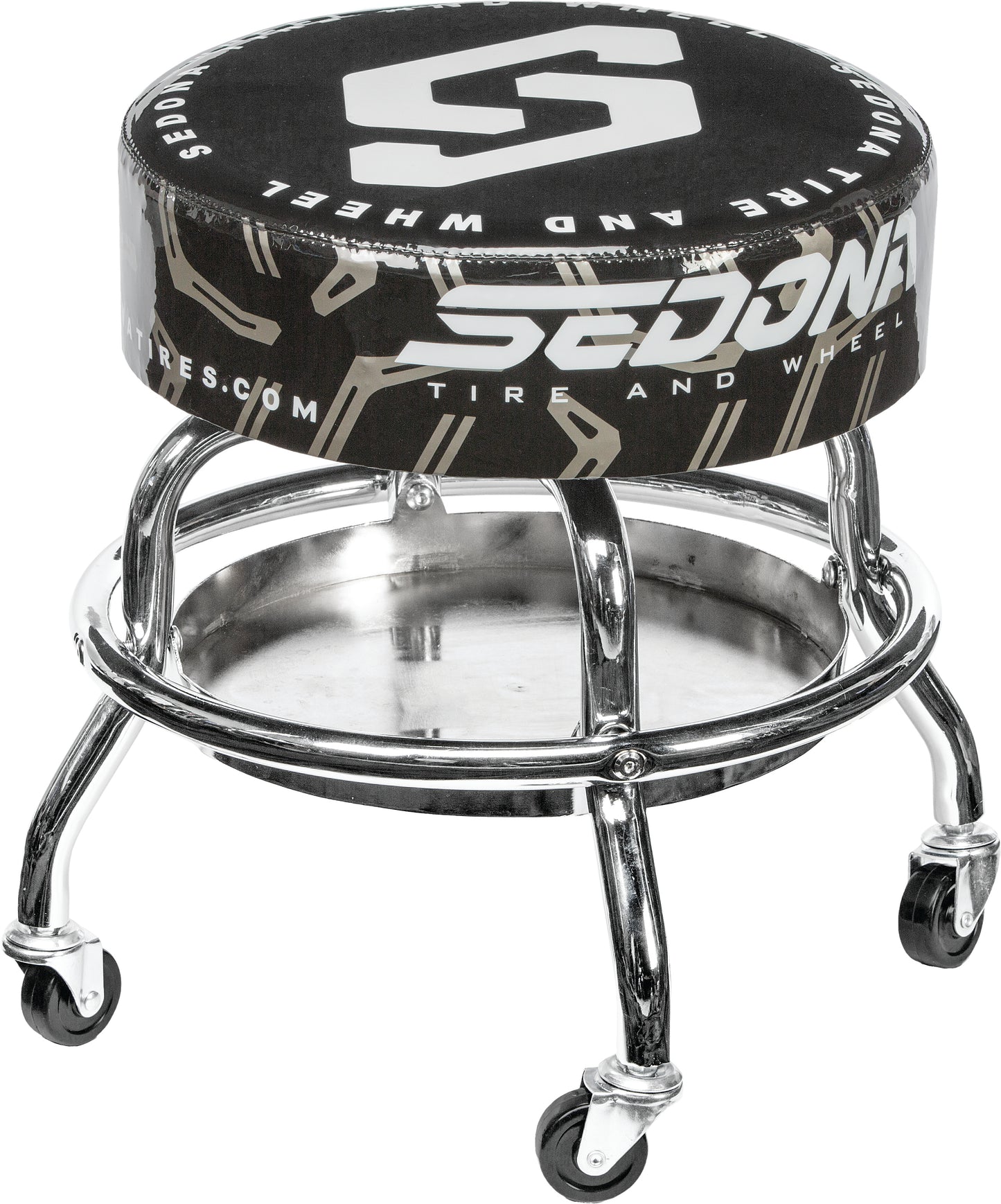 Sedona Mechanics Bar Stool with Chrome Plated Legs and Heavy Duty Tool Tray - Kelly Motorsports