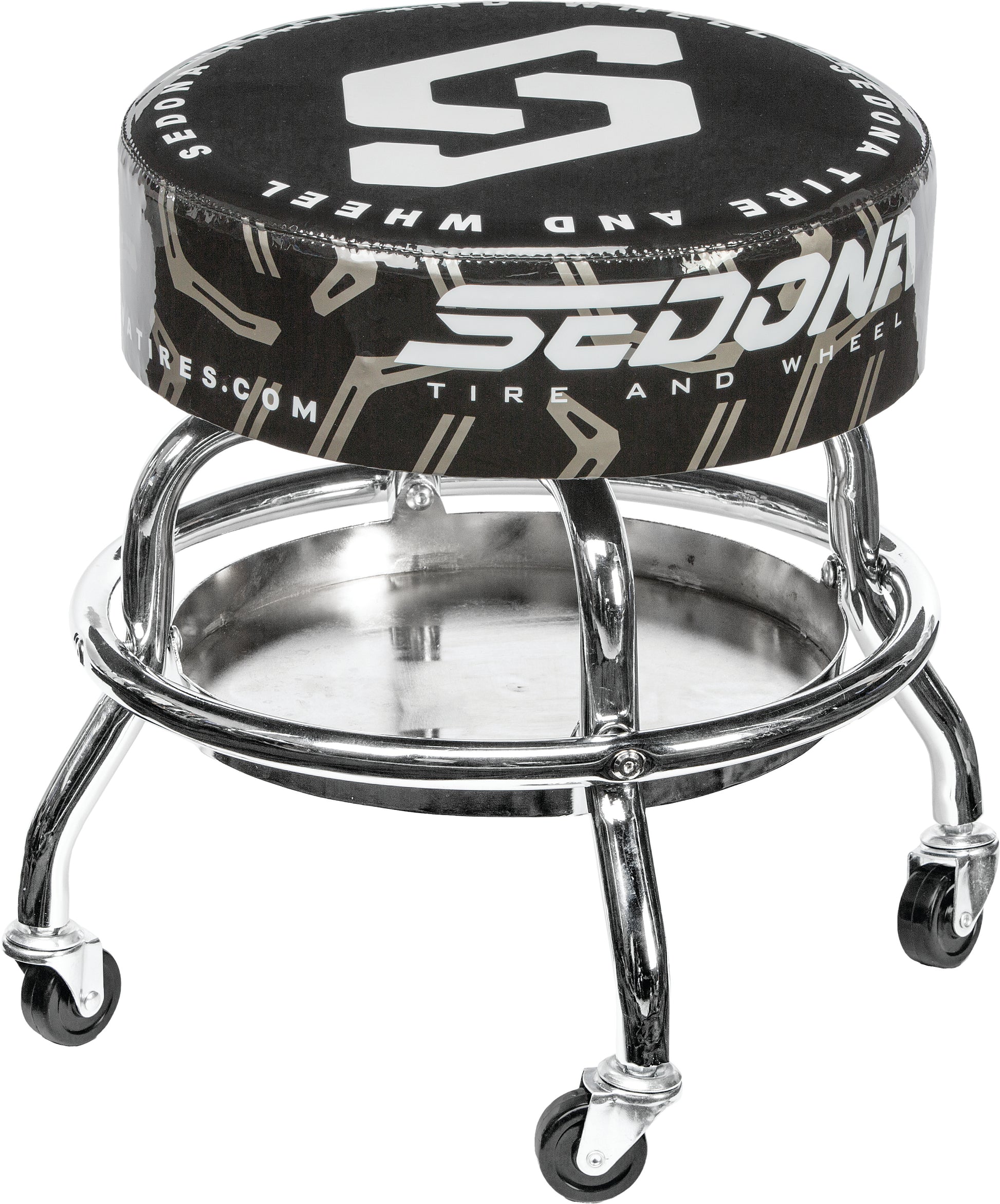 Sedona Mechanics Bar Stool with Chrome Plated Legs and Heavy Duty Tool Tray - Kelly Motorsports