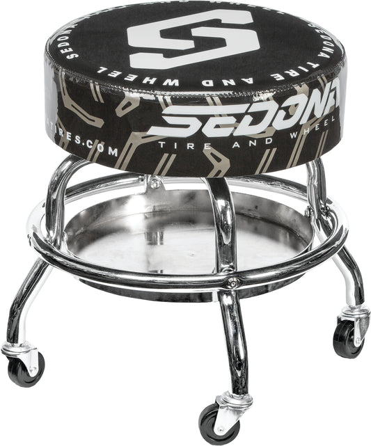 Sedona Mechanics Bar Stool with Chrome Plated Legs and Heavy Duty Tool Tray - Kelly Motorsports