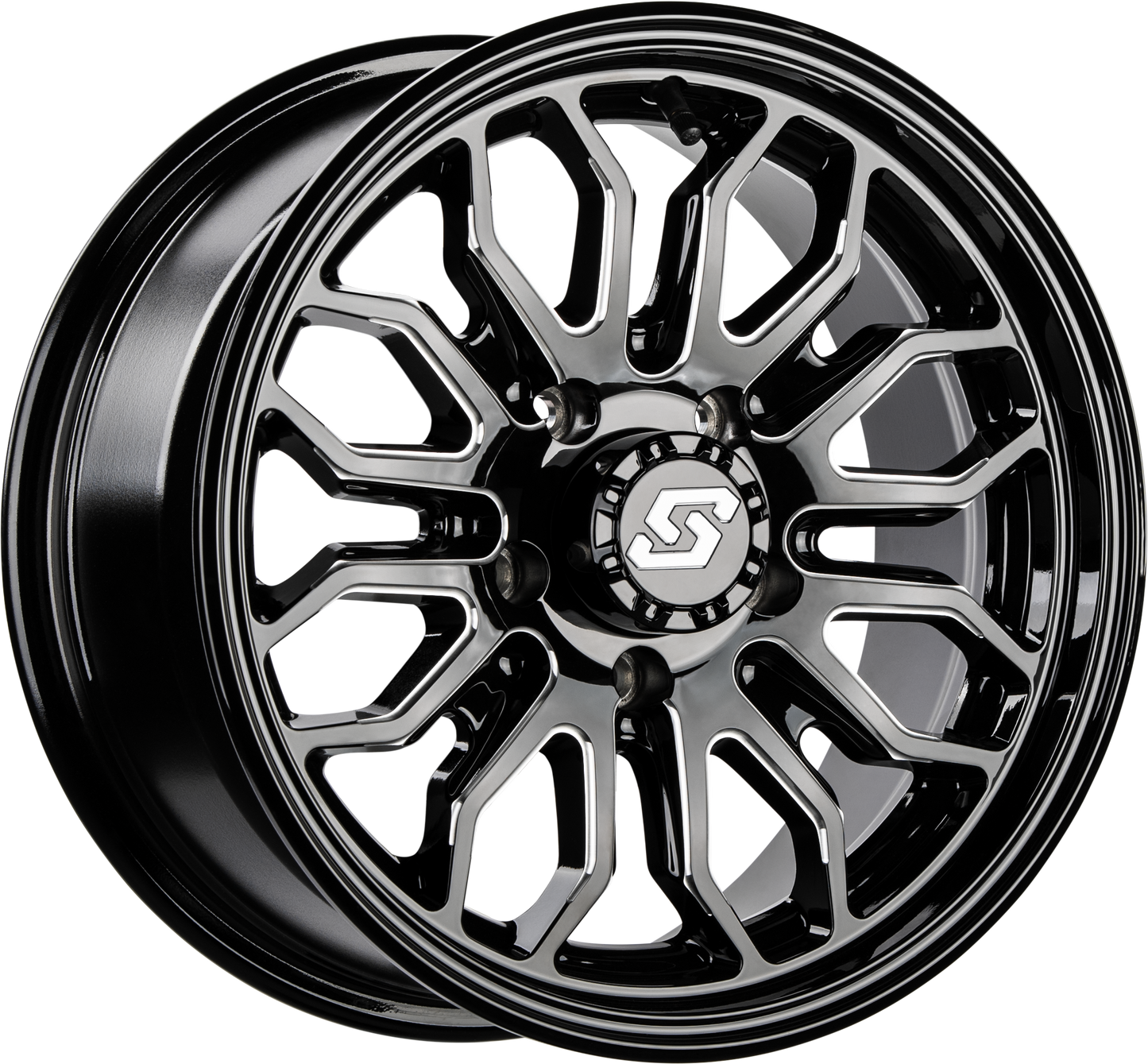 Sedona Onyx Wheel 12x7 Inches 4/156 Bolt Pattern with +10mm Offset - Black & Machined Finish - Kelly Motorsports