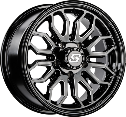 Sedona Onyx Wheel 12x7 Inches 4/156 Bolt Pattern with +10mm Offset - Black & Machined Finish - Kelly Motorsports