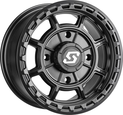 Sedona Rift Wheel 14x7 4/137 5+2 Offset in Black with Simulated Bead Ring Design - Kelly Motorsports