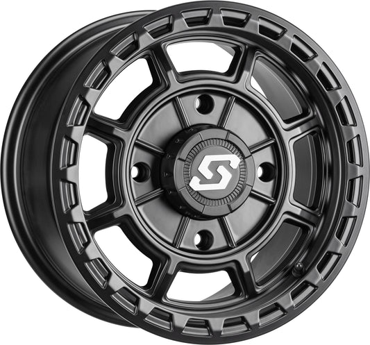 Sedona Rift Wheel 15x7 4/137 5+2 Offset in Black with Simulated Bead Ring - Kelly Motorsports