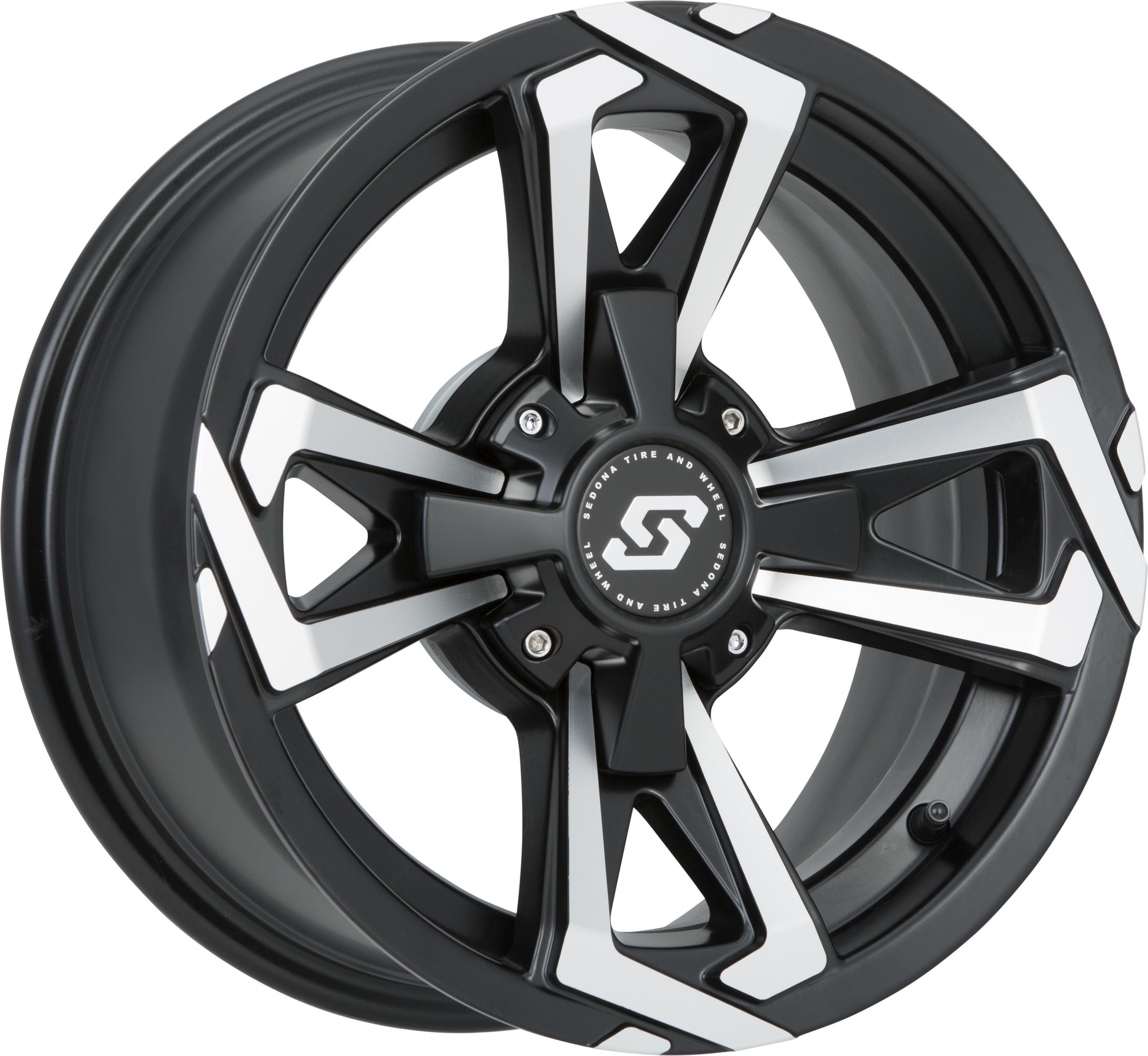 Sedona Riot Wheel 14x7 4/156 4+3 Offset in Black and Machined Finish - Kelly Motorsports