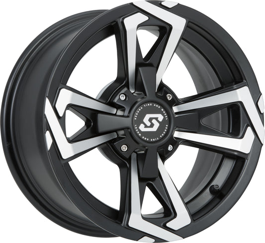 Sedona Riot Wheel 14x7 4/156 4+3 Offset in Black and Machined Finish - Kelly Motorsports