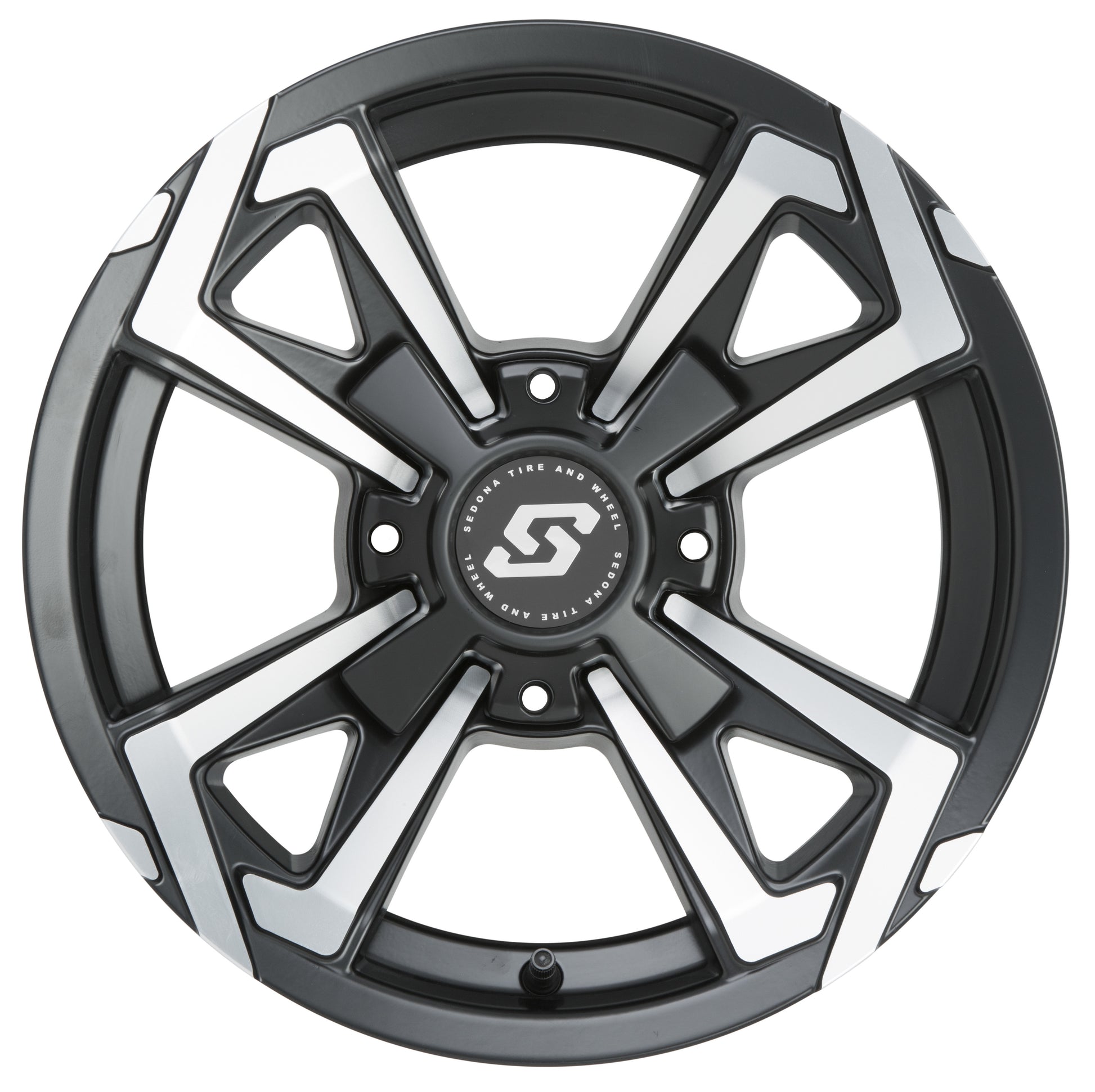 Sedona Riot Wheel 14x7 4/156 4+3 Offset in Black and Machined Finish - Kelly Motorsports