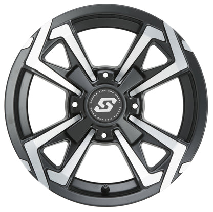 Sedona Riot Wheel 14x7 4/156 4+3 Offset in Black and Machined Finish - Kelly Motorsports