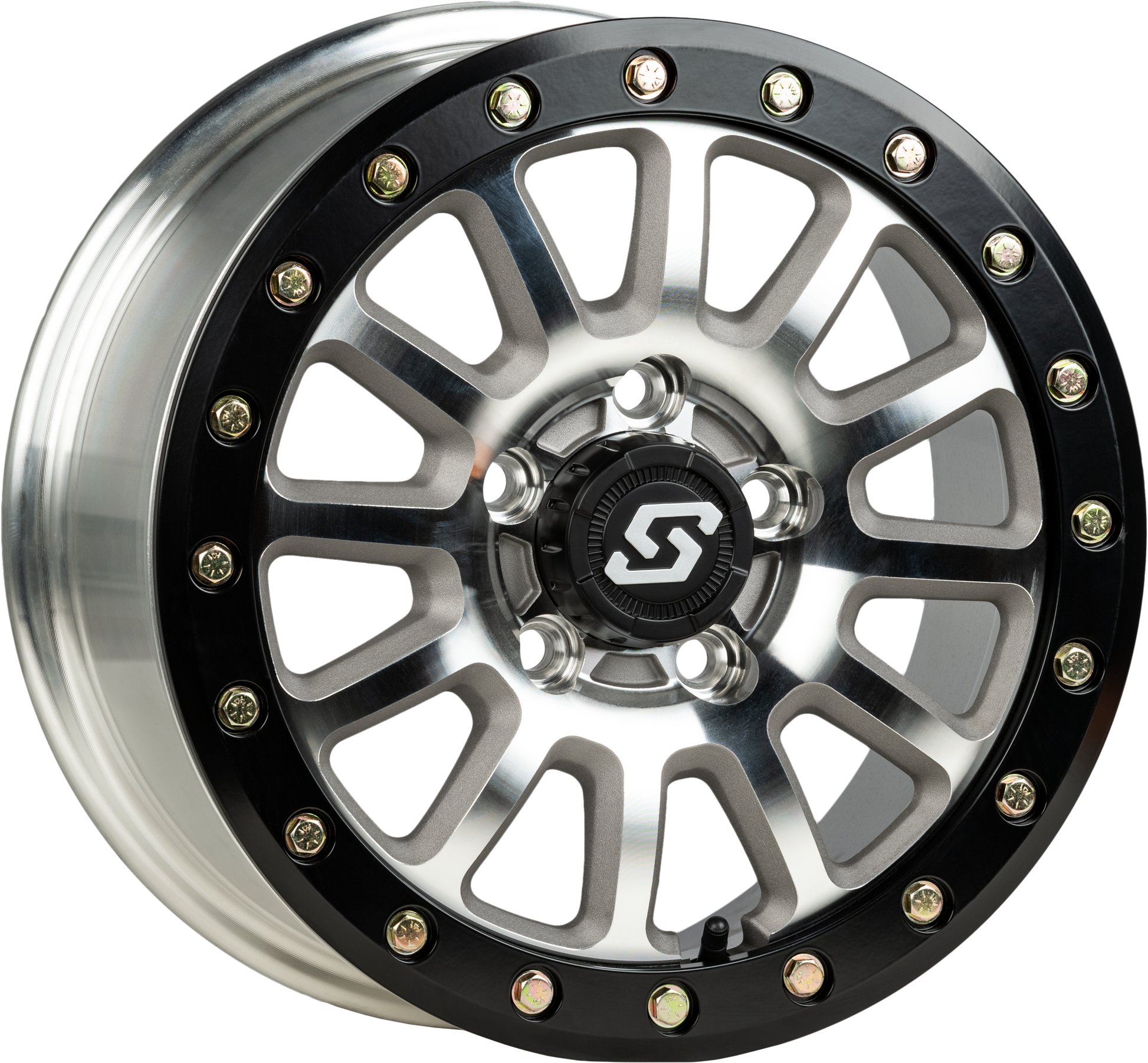 Sedona Sano Beadlock Wheel 15x7 - Black/As Cast for Polaris RZR Turbo R Models - Kelly Motorsports