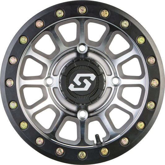 Sedona Sano Beadlock Wheel 15x7 Inches for ATV/UTV with 4/156 Bolt Pattern - Black/As Cast Finish - Kelly Motorsports