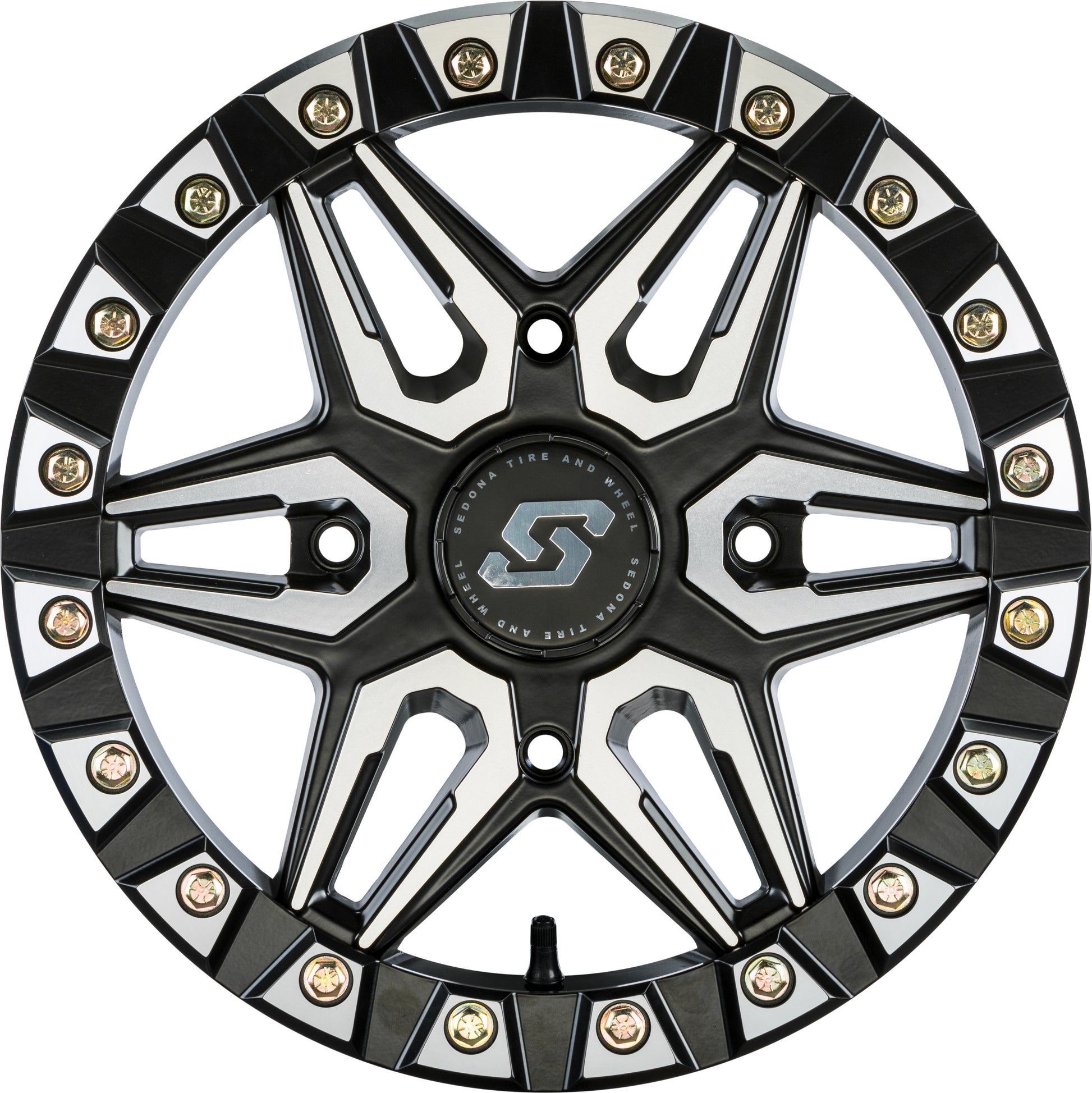 Sedona Split 6 Beadlock Wheel 15x6 inches for ATV/UTV - Black/Machined Finish, Part A72M - 56056+38S - Kelly Motorsports