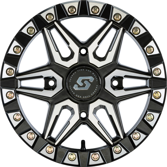 Sedona Split 6 Beadlock Wheel 15x6 inches for ATV/UTV - Black/Machined Finish, Part A72M - 56056+38S - Kelly Motorsports