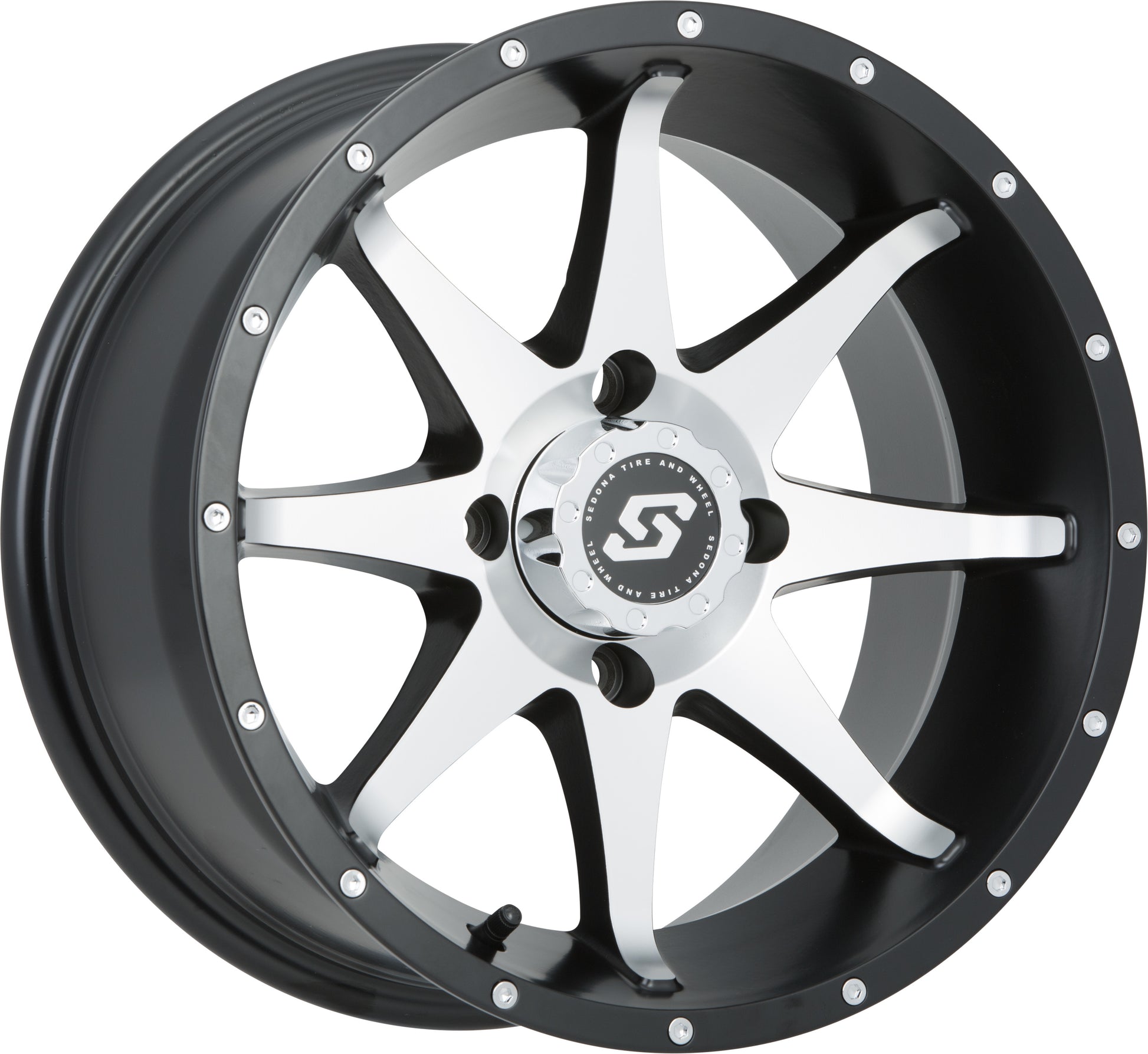 Sedona Storm A7627011 - 25S 12x7 Aluminum ATV/UTV Wheel with Black/Machined Finish - Kelly Motorsports
