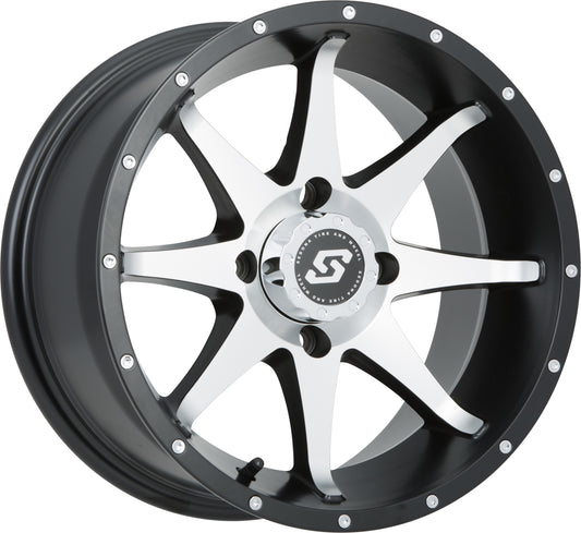 Sedona Storm Wheel 12x7 inches Black and Machined for ATV/UTV - Part Number A7627011 - 52S - Kelly Motorsports