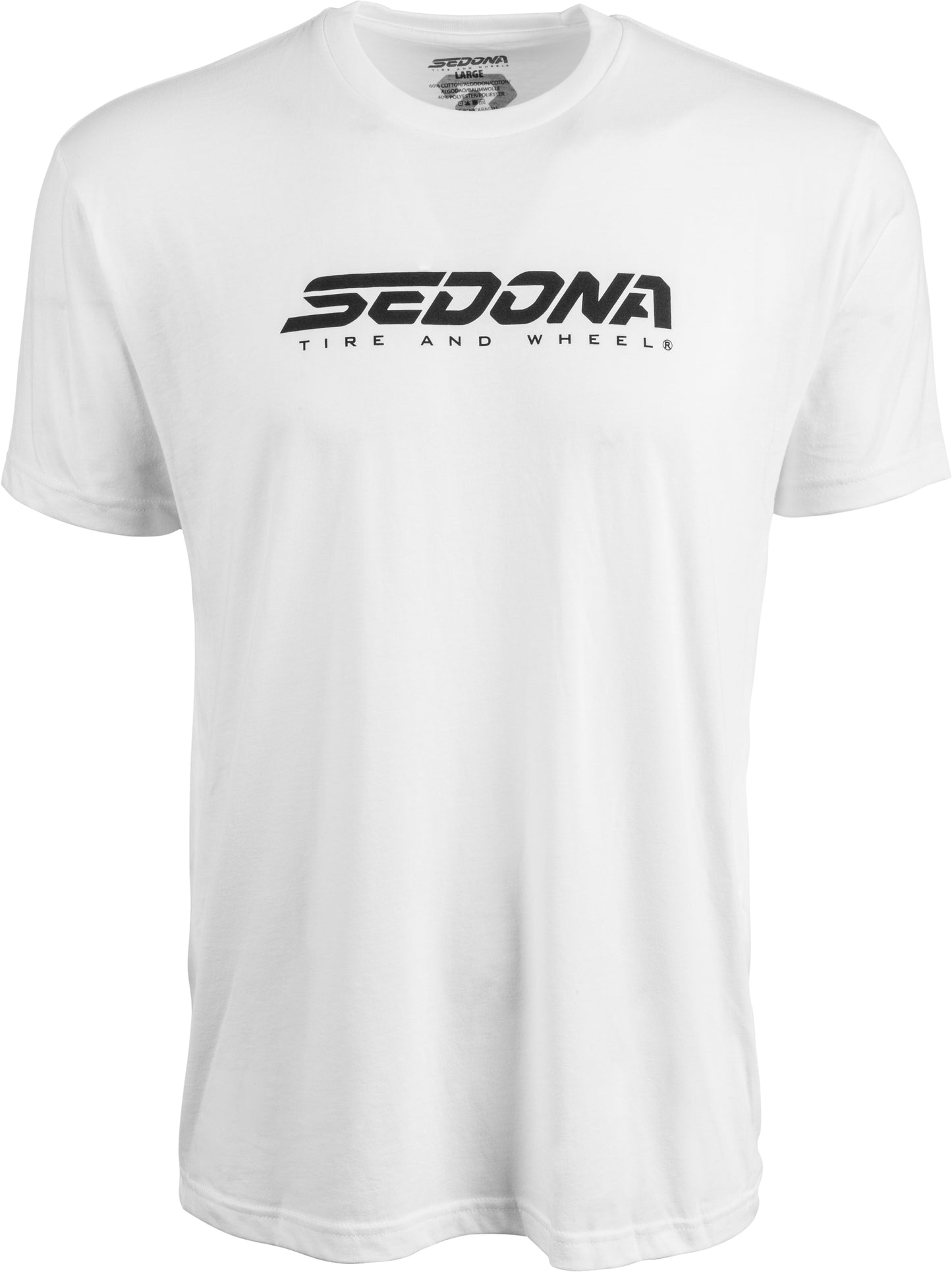 Sedona White XL Tee Shirt with Premium Crew Neck Fit - 60% Ring - Spun Cotton and 40% Polyester Blend - Kelly Motorsports