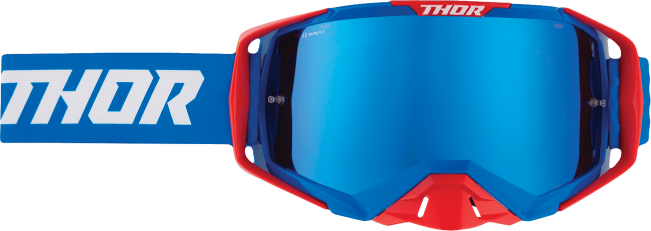 THOR Activate Goggle Flite Red/White/Blue with Blue Mirror Lens (Part Number 2601-3709) - Kelly Motorsports