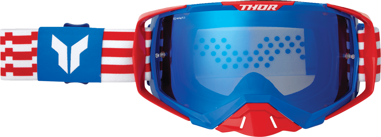 THOR Activate Goggle Patriot - Red/White/Blue with Blue Mirror Lens Part 2601-3700 - Kelly Motorsports