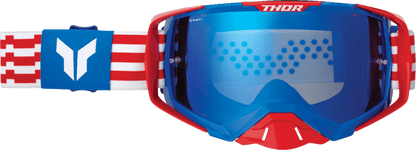 THOR Activate Goggle Patriot - Red/White/Blue with Blue Mirror Lens Part 2601-3700 - Kelly Motorsports