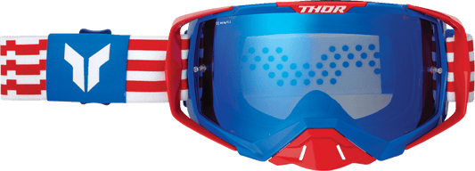 THOR Activate Goggle Patriot - Red/White/Blue with Blue Mirror Lens Part 2601-3700 - Kelly Motorsports