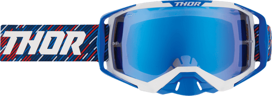 THOR Activate Goggle - Stripes Red/White/Blue with Blue Mirror Lens (Part 2601-3708) - Kelly Motorsports