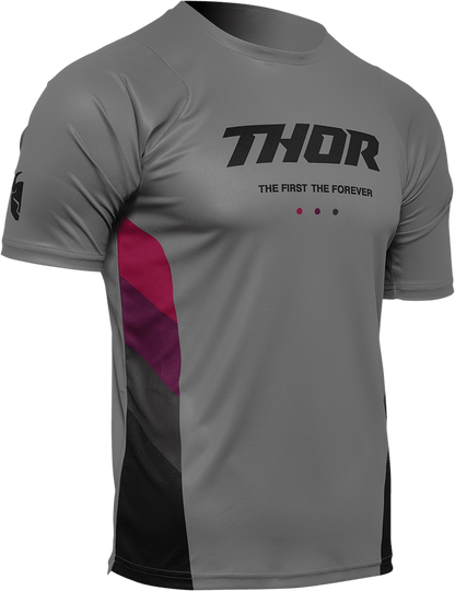 THOR Assist React Short-Sleeve Jersey - Gray/Purple for MTB and e-MTB Performance, Part 5120-0176 - Kelly Motorsports