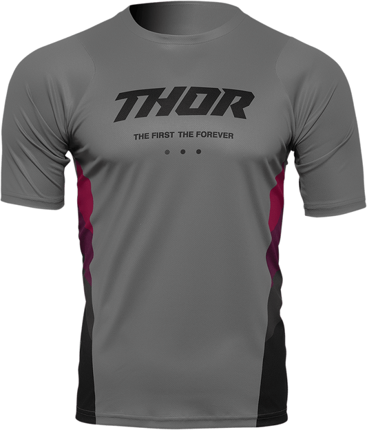 THOR Assist React Short-Sleeve Jersey - Gray/Purple for MTB and e-MTB Performance, Part 5120-0176 - Kelly Motorsports