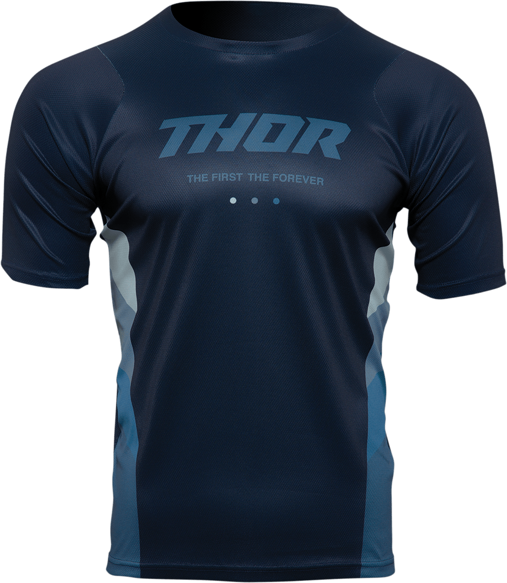 THOR Assist React Short-Sleeve MTB Jersey - Midnight/Teal - Small (Part Number 5120-0181) - Kelly Motorsports