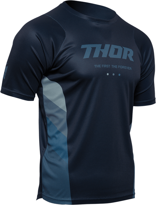 THOR Assist React Short-Sleeve MTB Jersey - Midnight/Teal - Small (Part Number 5120-0181) - Kelly Motorsports