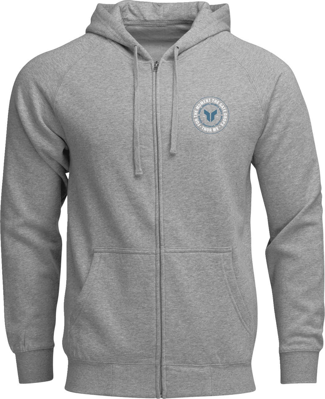THOR Badge Zip-Up Hoodie 3050-7027 - Heather Gray 2XL - Kelly Motorsports