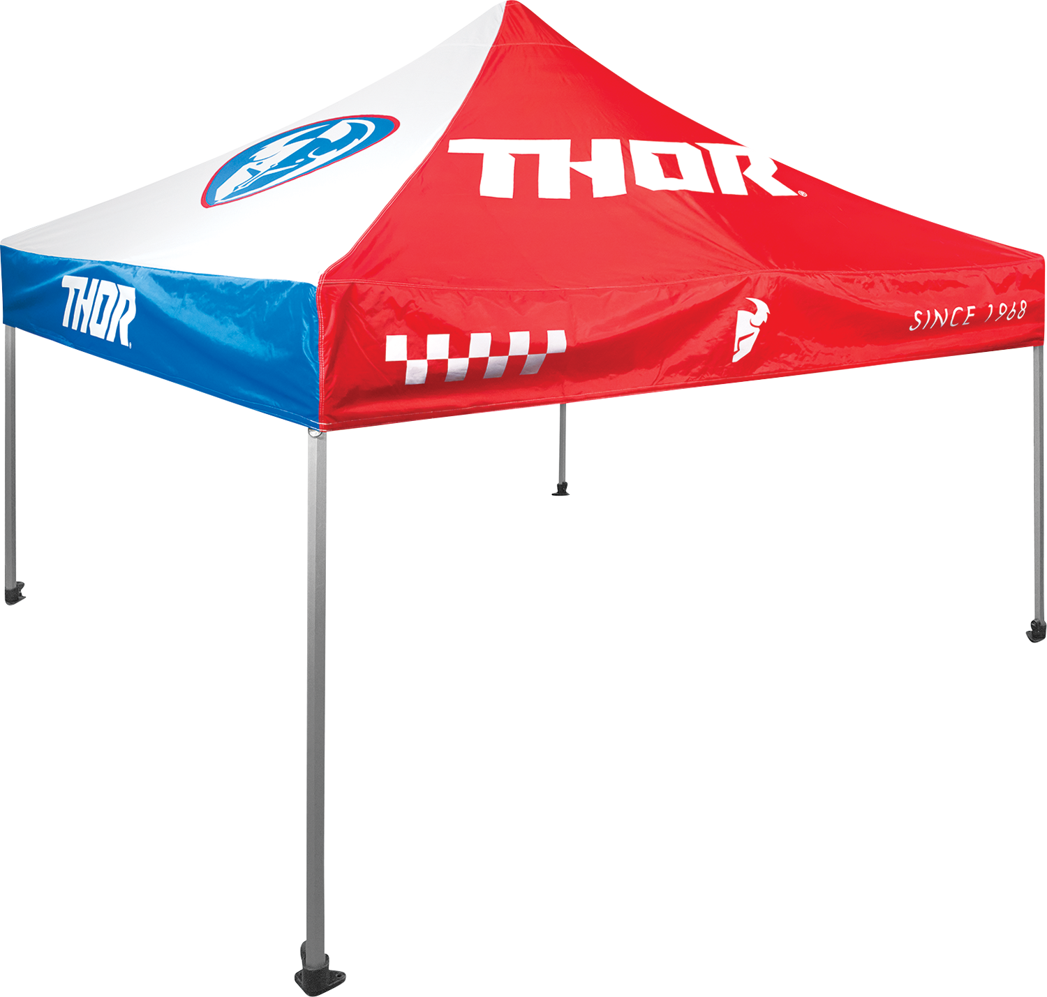 THOR Collapsible Canopy 10' x 10' Red/White/Blue with Quick - Release Frame - Kelly Motorsports