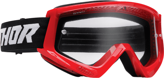 THOR Combat Goggle Racer Model 2601-2704 with Clear Lens - Red/Black - Kelly Motorsports