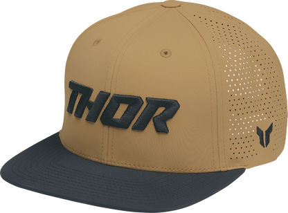 THOR Corp Hat - Caramel and Black Six Panel Snapback with Embroidered Logo, Part Number 2501 - 4464 - Kelly Motorsports