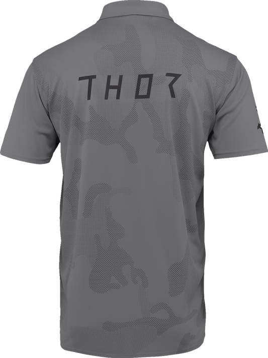 THOR Corpo Polo Shirt - Gray 2XL - Lightweight 100% Polyester with TPU Graphic and Camo Print - Kelly Motorsports