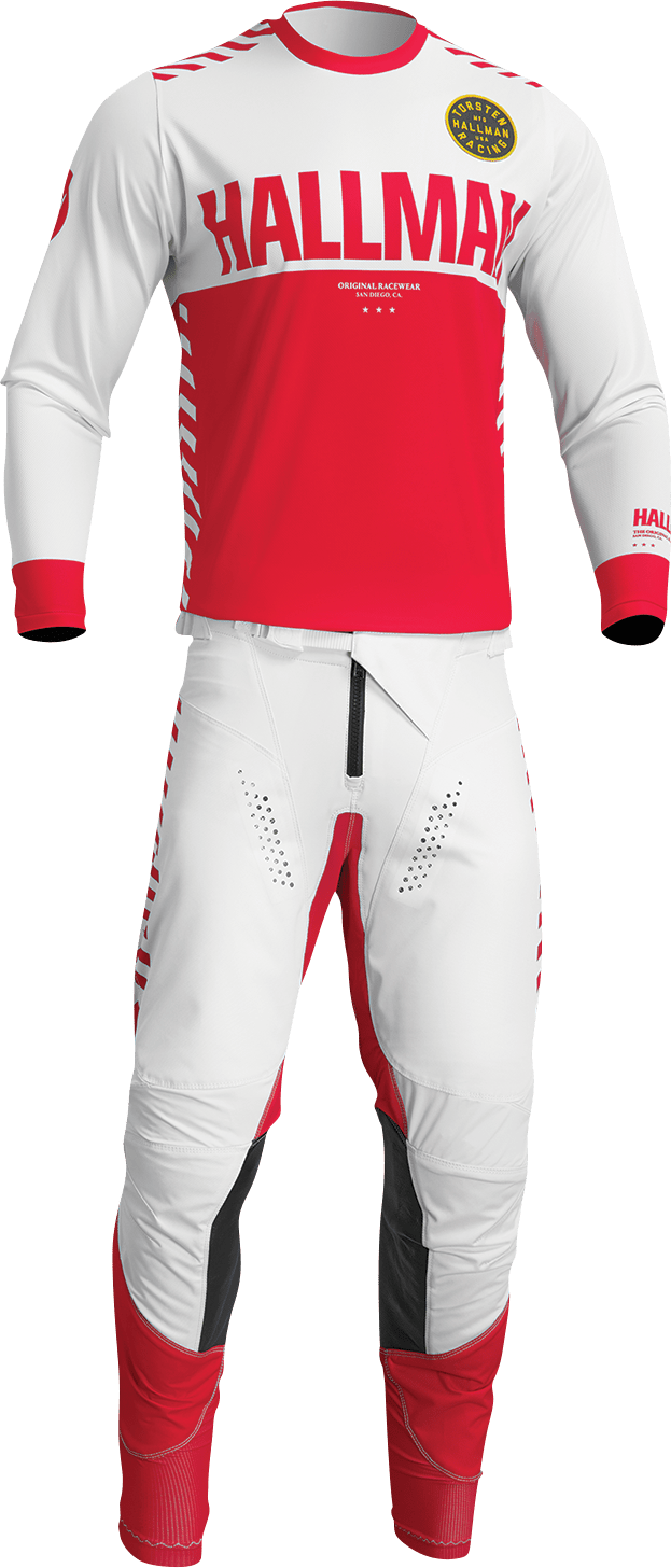THOR Differ Slice Jersey White/Red XL - Performance Cycling Jersey with Dimple Mesh Ventilation - Kelly Motorsports