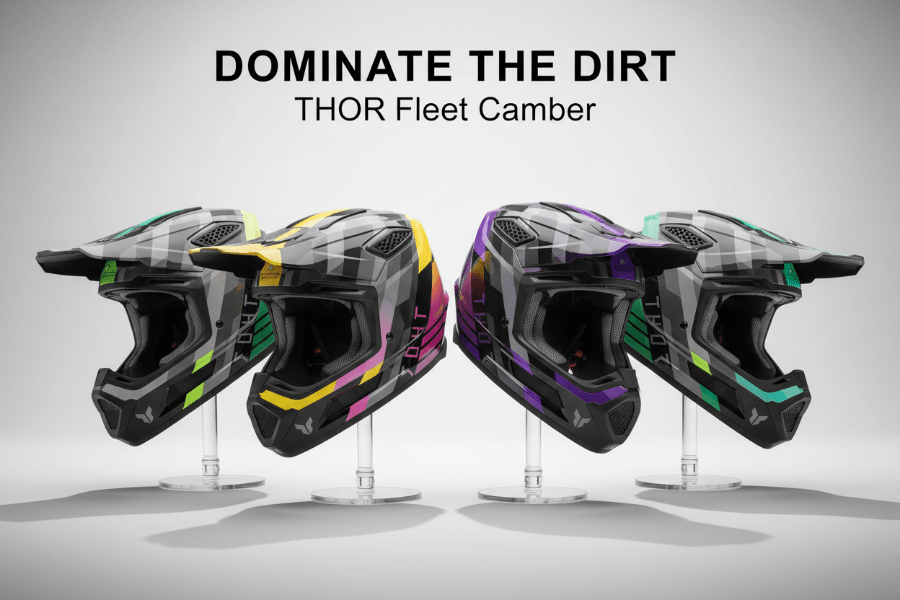 THOR Fleet Camber Helmet Polycarbonate/ABS Shell - Kelly Motorsports