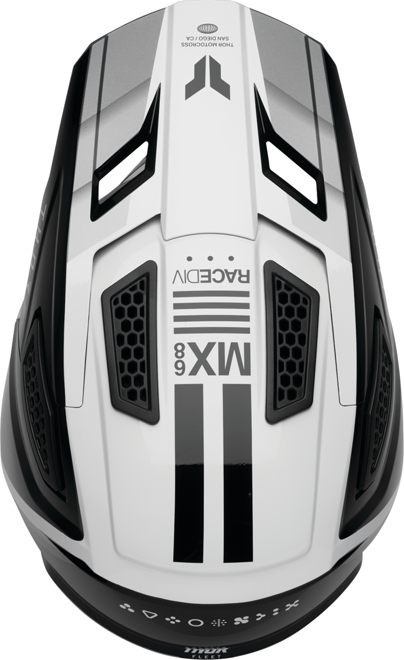 THOR Fleet Defy Helmet - Black/White Medium - Durable Polycarbonate/ABS Shell with ERT Technology - Kelly Motorsports