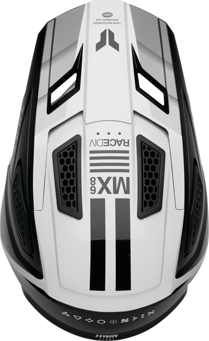 THOR Fleet Defy Helmet - Black/White Medium - Durable Polycarbonate/ABS Shell with ERT Technology - Kelly Motorsports