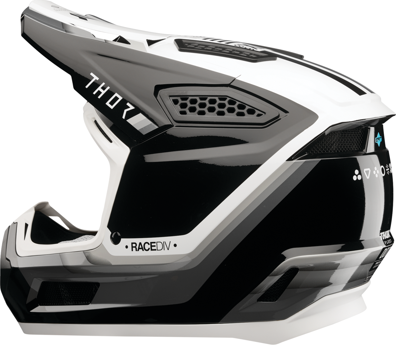 THOR Fleet Defy Helmet - Black/White Medium - Durable Polycarbonate/ABS Shell with ERT Technology - Kelly Motorsports