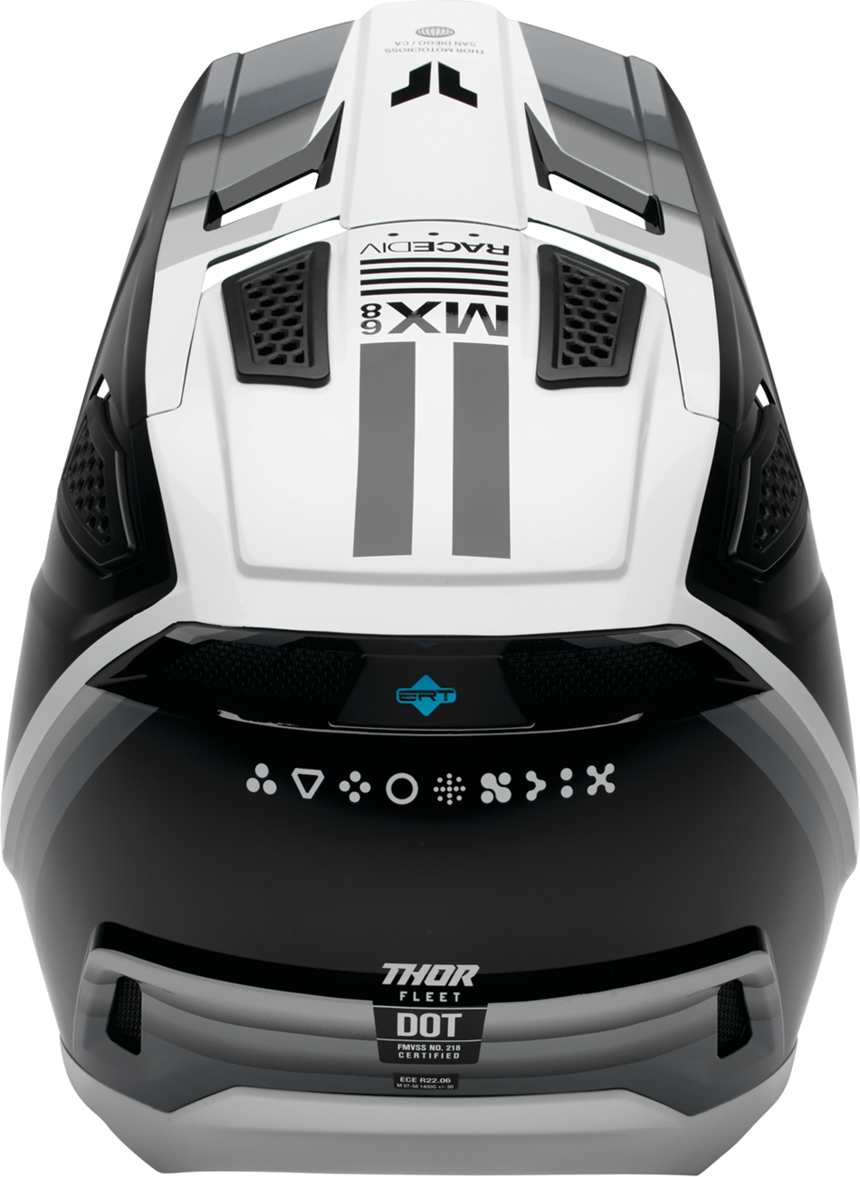 THOR Fleet Defy Helmet - Black/White Medium - Durable Polycarbonate/ABS Shell with ERT Technology - Kelly Motorsports
