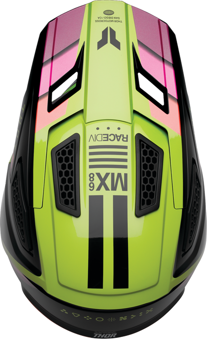 THOR Fleet Defy Helmet Small by THOR – Black and Acid with Advanced Impact Protection - Kelly Motorsports