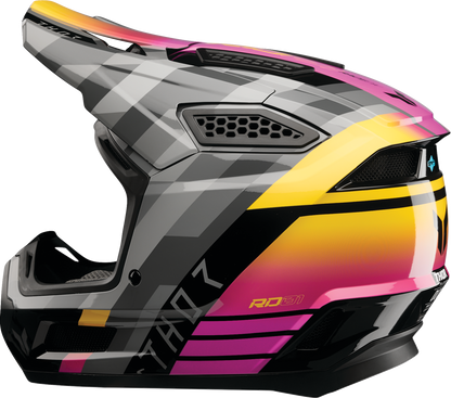 THOR Fleet Helmet Camber - Black/Magenta Medium | Durable Polycarbonate/ABS Shell with Impact Protection - Kelly Motorsports